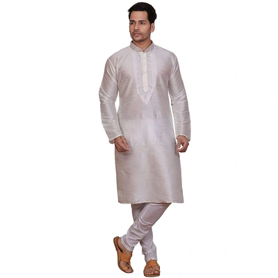 Men's Embroidered Dupion Silk Kurta Pajama Set