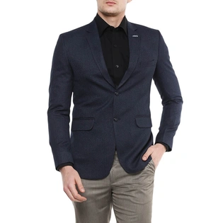 Navy Blue Polyester Formal Blazer