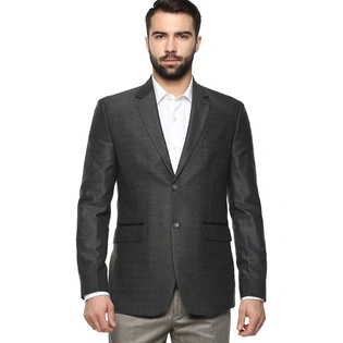 Slim Fit Single-Breasted Blazer with Notched Lapel