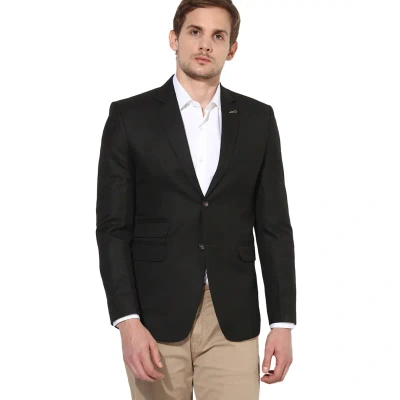 Brown Slim Fit Single-Breasted Blazer with Notched Lapel