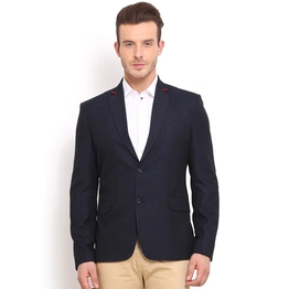 Navy Single-Breasted Slim Blazer