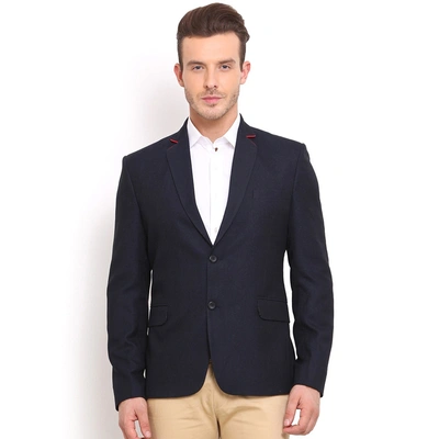 ennoble Navy Single-Breasted Slim Blazer