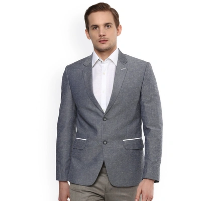 ennoble Grey Self-Design Single-Breasted Formal Blazer