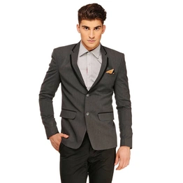 Fashionable Grey Polyviscose Jacket For Men