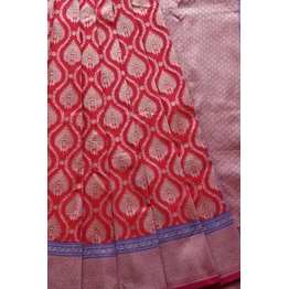 Red Leaf Banarasi Handloom Saree (Kadhua)