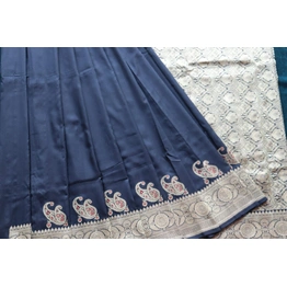 Tifi Border Black Handloom Banarasi Saree with Meena Konia