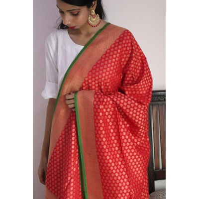 Red Booti Cutwork Handloom Banarasi Dupatta