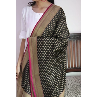 Black Diamond Booti Cutwork Handloom Banarasi Dupatta