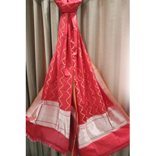 Red Cutwork Handloom Banarasi Dupatta