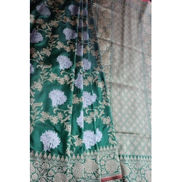 Dark Green Alfi Jangla Handloom Banarasi Saree