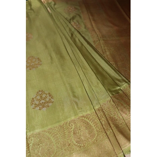 Pista Green Kadhua Flower Boota Banarasi Saree