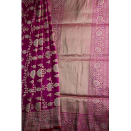 Magenta Phuliya Jangla Banarasi Handloom Saree