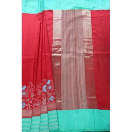 Red Multi Meena Contrast iskutt Kadiyal Banarasi Handloom Saree