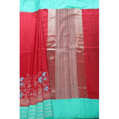 Red Multi Meena Contrast iskutt Kadiyal Banarasi Handloom Saree