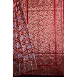 Red Mughal Jaal Boota Jangla Banarasi Handloom Saree