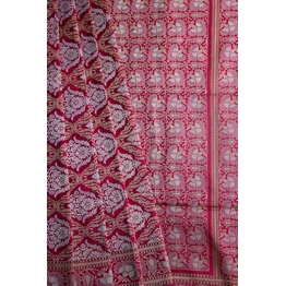 Pink Mughal Jaal Boota Jangla Banarasi Handloom Saree