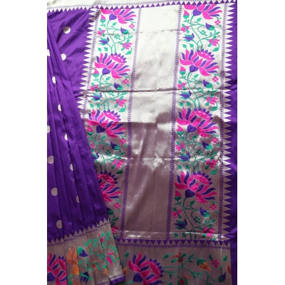 Blue Kadhua Paithani Multicolor Meena Boota Kadiyal Banarasi Handloom Saree