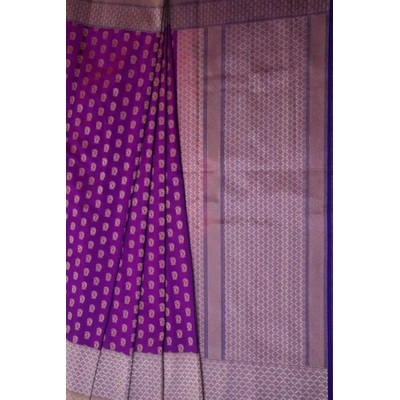 Purple Alfi Border Handloom Banarasi Saree