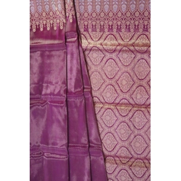 Onion Color Alfi Border Tissue Handloom Banarasi Saree