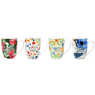 Brine designer ceramic coffee cups 300 ml set of 4 - Assorted prints