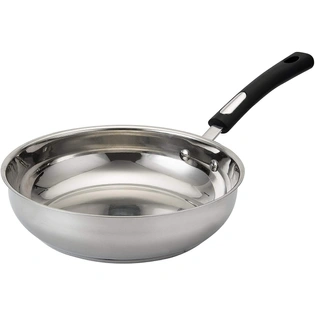 Aja Steel Fry Pan 24 cm diameter 2 Ltr Capacity - Stainless Steel With Induction Base - Set of 1