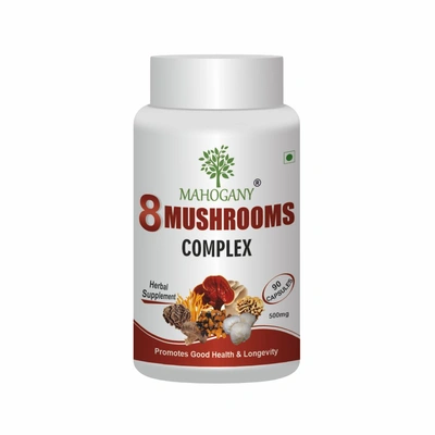 Mahogany 8 Mushrooms Complex Capsules- Combined Extracts of Eight Medicinal Mushrooms