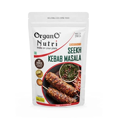 OrganoNutri Lucknowi Seekh Kebab Masala | 100g | Reclosable Eco-Zipper Pouch