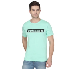 268 BCE Believe It Printed Men Round Neck Mint Green T-shirt