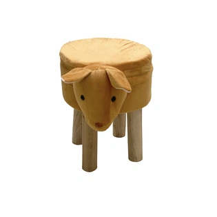 Animal Shape Wooden Brown Ottoman for Kids