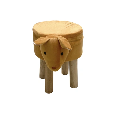 Animal Shape Wooden Brown Ottoman for Kids