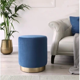 Blue Velvet Ottoman