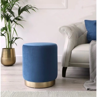 Blue Velvet Ottoman