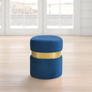 Blue Gold Strip Ottoman