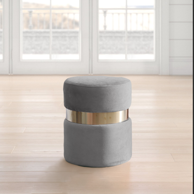 Grey Gold Strip Ottoman