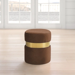 Brown Velvet Gold Strip Ottoman