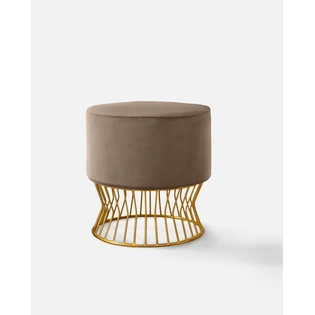 Metallic Lines Beige Ottoman For Living Room