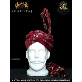 S H A H I T A J Kulla Muslim Weddings and Social Occasions Maroon heavy Pagdi Safa or Turban for Kids and Adults (RT957)