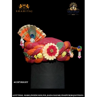 S H A H I T A J Traditional Rajasthani Multi-Colored Silk Vantma or Barmeri Krishna or Ganpati Bhagwan Pagdi Safa or Turban for God's Idol/Kids/Adults (RT560)