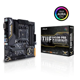 Asus TUF B450M-Pro Gaming AMD Ryzen 3 AM4 DDR4, HDMI, Dual M.2, USB 3.1 Gen 2 and Aura Sync RGB LED Lighting Micro-ATX Motherboard