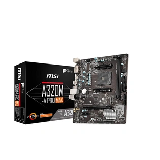 MSI A320M-A PRO MAX AMD AM4 Socket m-ATX Motherboard for Ryzen 1st 2nd 3rd Gen A-Series Athlon X4 Desktop Processors