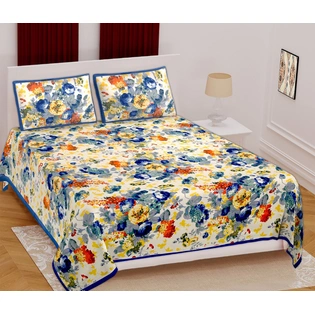 Classic King Size (93x108 inches) Cotton Double Bedsheet with 2 Pillow Covers–(Royal-9-B)