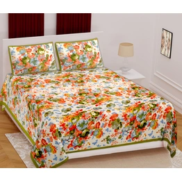 Classic King Size (93x108 inches) Cotton Double Bedsheet with 2 Pillow Covers–(Royal-9-G)