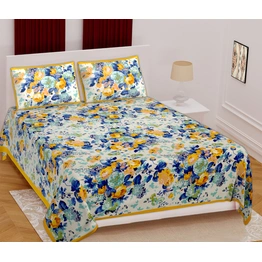 Classic King Size (93x108 inches) Cotton Double Bedsheet with 2 Pillow Covers–(Royal-9-Y)