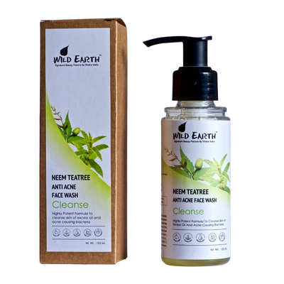 Wild Earth Neem, Teatree Mint Face Wash (Anti Acne)- 105 ml