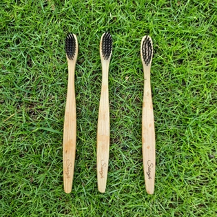 Bamboo Toothbrush with Charcoal Bristles - Pack of 3