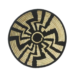 Handicraft Sabai Grass and Palm Leaf Natural Wall Plate, Size 30CM, Natural and Black Color