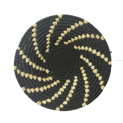 SigmaScott Handmade Modern Sabai Grass and Palm Leaf Wall Plate, Size 30CM, Black Color