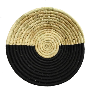 Handmade Home Decor Sabai Grass Wall Plate, Size 30CM, Natural and Black Color