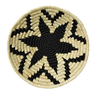 Handwoven Indian craft Sabai Grass Wall Plate, Size 30CM, Black Color