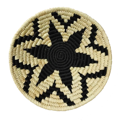 Handwoven Indian craft Sabai Grass Wall Plate, Size 30CM, Black Color